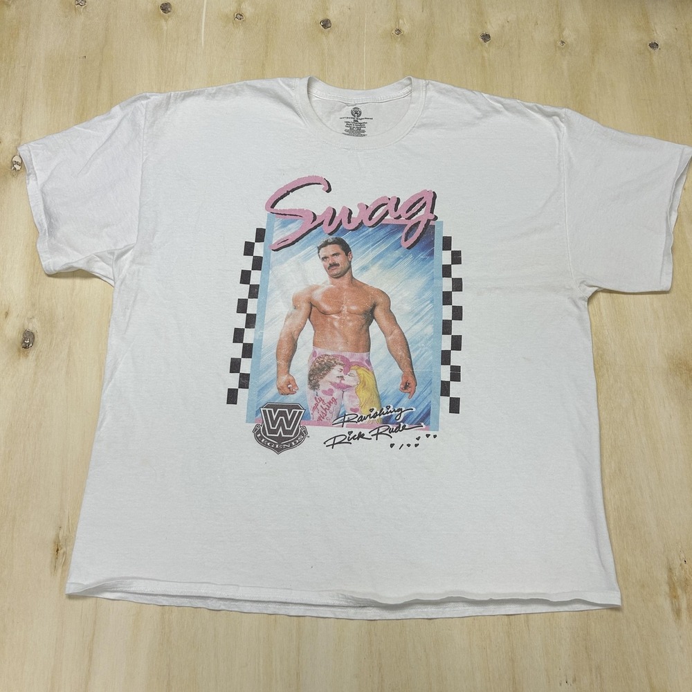 WWE Swag Shirt Mens 3XL White Wrestling Ravishing Rick Rude Graphic Tee Top